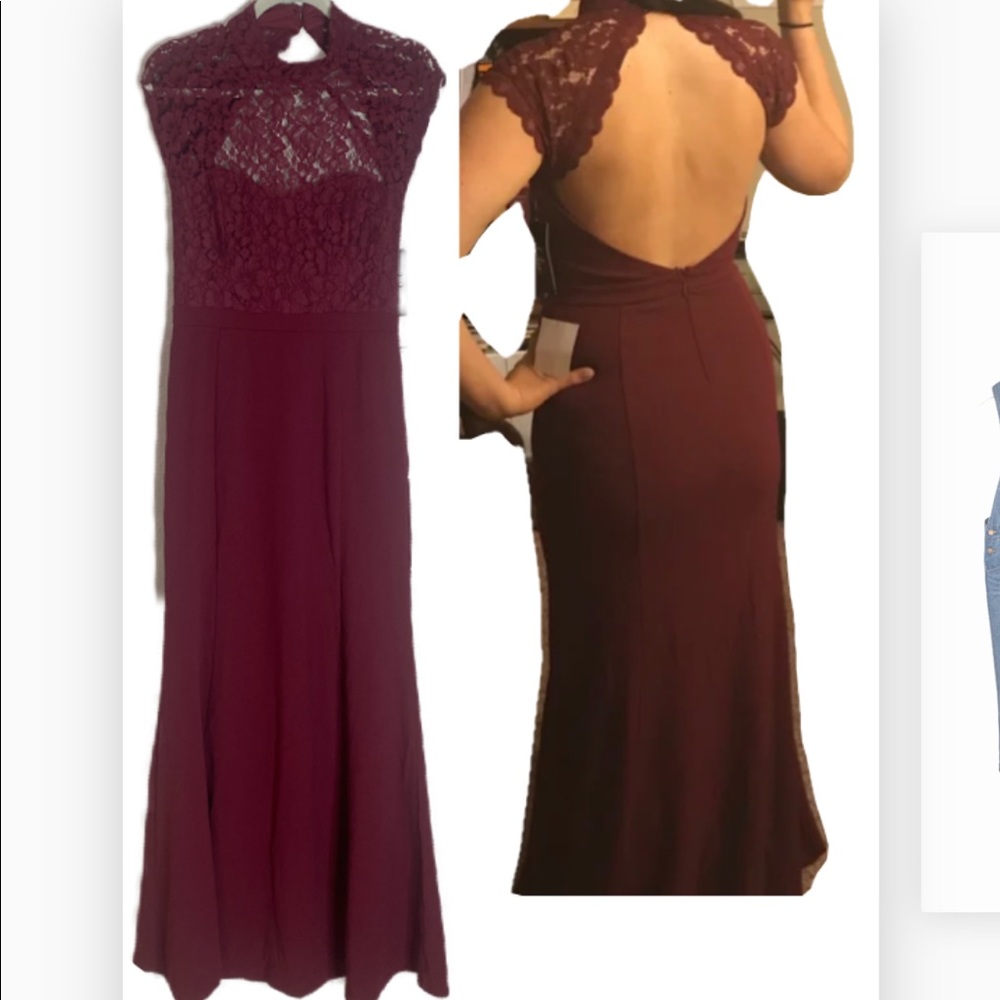 Lulus Crazy About You Backless Burgundy Maxi Dress NWT size large